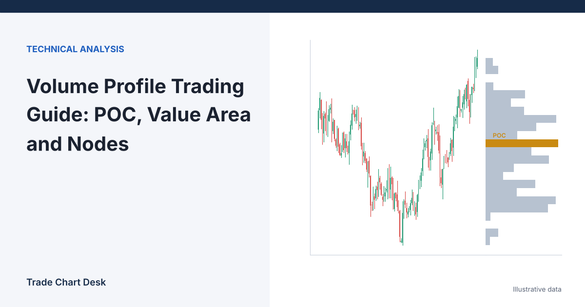 Illustrative chart for the article "Volume Profile Trading Guide: POC, Value Area and Nodes"