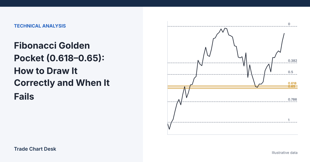 Illustrative chart for the article "Fibonacci Golden Pocket (0.618–0.65): How to Draw It Correctly and When It Fails"