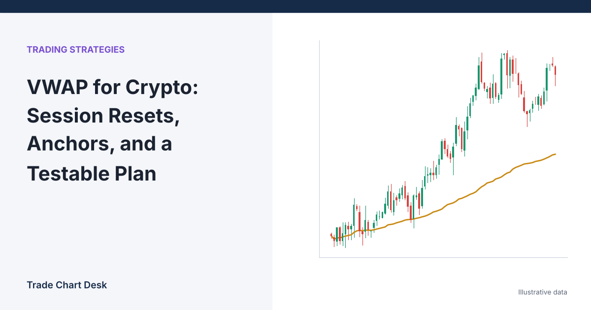 Illustrative chart for the article "VWAP for Crypto: Session Resets, Anchors, and a Testable Plan"